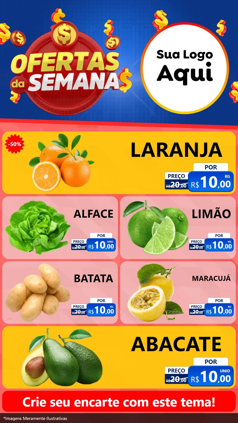 Modelo de TV para TV Vertical com o tema Ofertas Da Semana para Hortifrúti