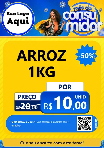 Modelo de Cartaz para Cartaz A4 Vertical com o tema Mês do Consumidor para Supermercado