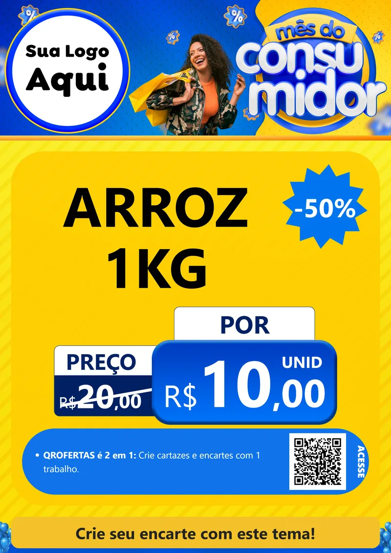 Modelo de Cartaz para Cartaz A4 Vertical com o tema Mês do Consumidor para Supermercado