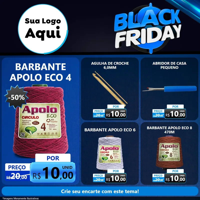Modelo de Rede Social para Feed Facebook com o tema Black Friday para Armarinho e Aviamentos