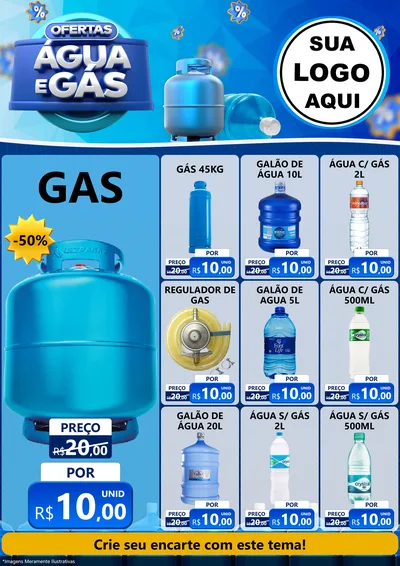 Modelo de Encarte para Encarte A4 Vertical com o tema Ofertas Água e Gás para Água e gás