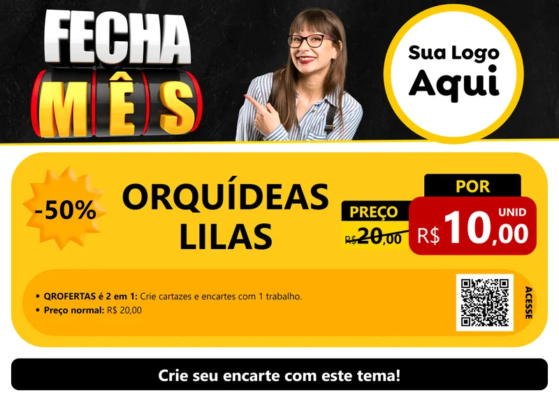 Modelo de Cartaz para Cartaz A4 Horizontal com o tema Fecha Mês para Floricultura e jardim