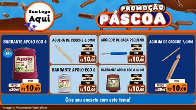 Modelo de TV para TV Horizontal com o tema Promoção Páscoa para Armarinho e Aviamentos