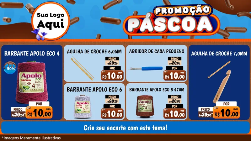 Modelo de TV para TV Horizontal com o tema Promoção Páscoa para Armarinho e Aviamentos