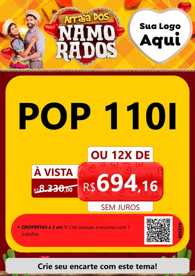 Modelo de Cartaz para Cartaz A4 Vertical com o tema Arraiá dos Namorados para Concessionaria de Motos