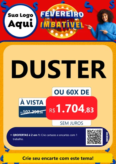Modelo de Cartaz para Cartaz A4 Vertical com o tema Fevereiro Imbatível para Concessionaria de Carros