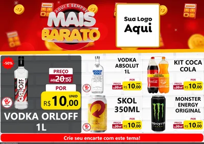 Modelo de Encarte para Encarte A4 Horizontal com o tema Mais Barato para Distribuidora de bebidas