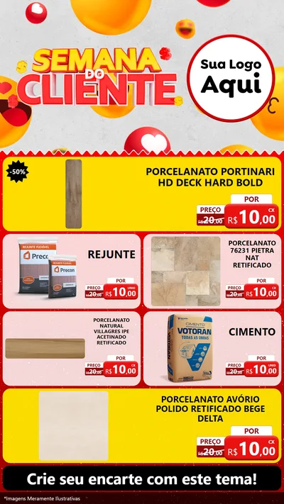 Modelo de TV para TV Vertical com o tema Semana do Cliente para Pisos e revestimentos