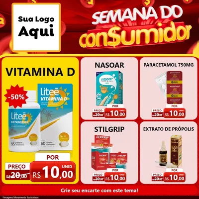 Modelo de Rede Social para Feed Facebook com o tema Semana do Consumidor para Farmácia