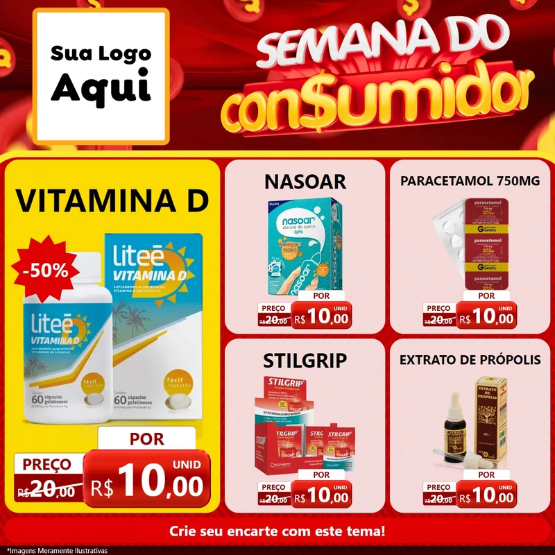 Modelo de Rede Social para Feed Facebook com o tema Semana do Consumidor para Farmácia