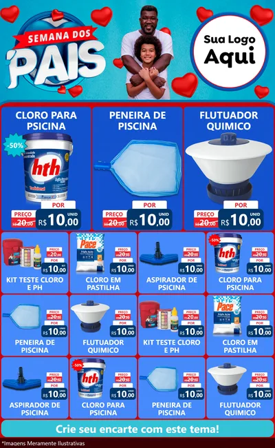 Modelo de Encarte para Encarte Grande com o tema Semana Dos Pais para Produtos para Piscina