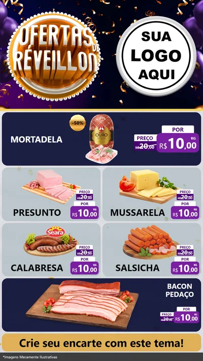 Modelo de TV para TV Vertical com o tema Ofertas de Réveillon para Frios e Laticínios