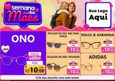Modelo de Encarte para Encarte A4 Horizontal com o tema Semana das Mães para Óticas