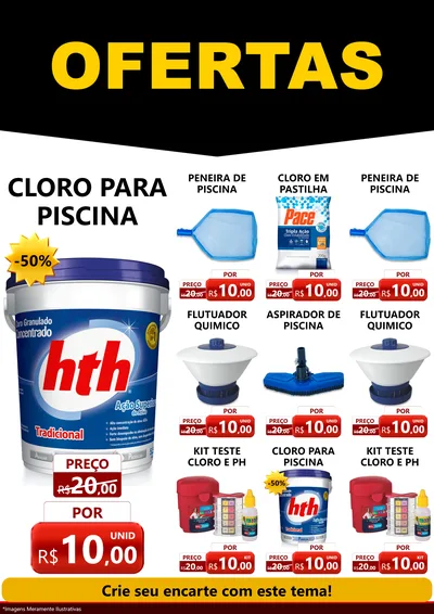 Modelo de Encarte para Encarte A4 Vertical com o tema Ofertas Preto e Vermelho Cartaz para Produtos para Piscina