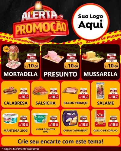 Modelo de Rede Social para Feed Instagram com o tema Alerta de Promoção para Frios e Laticínios