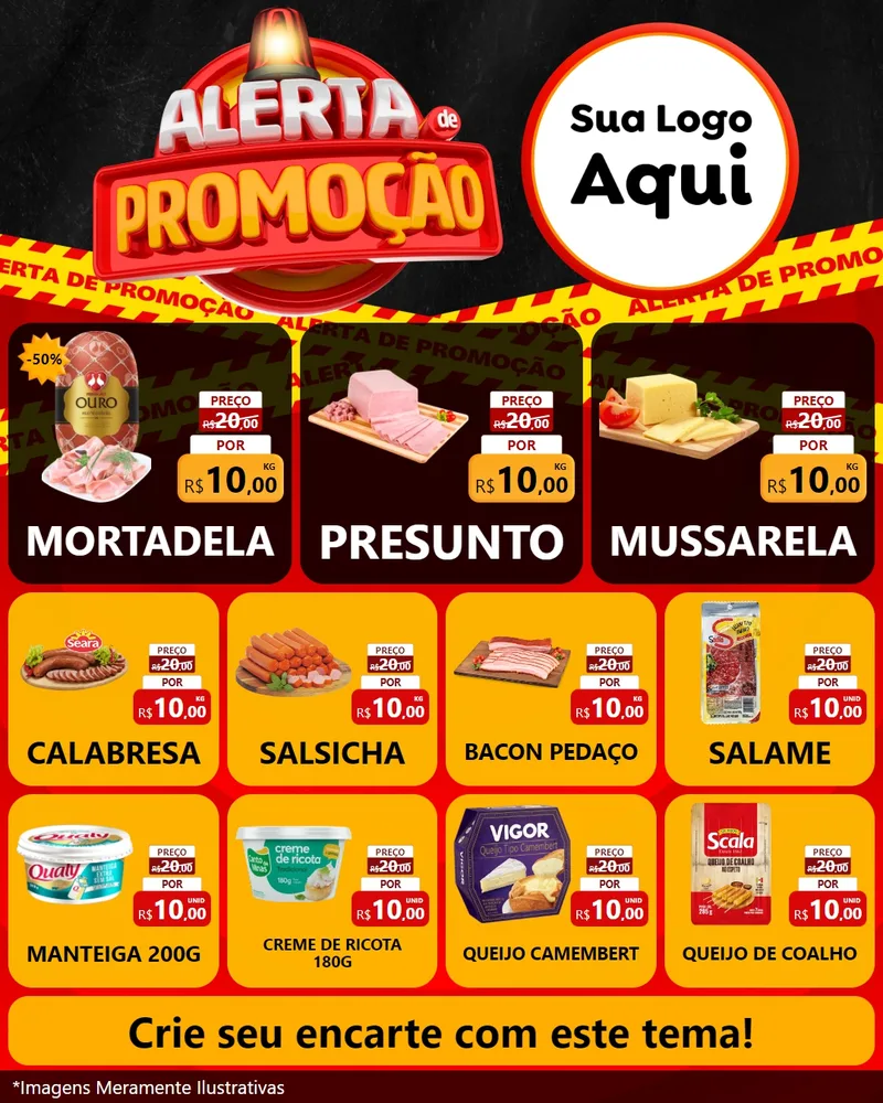Modelo de Rede Social para Feed Instagram com o tema Alerta de Promoção para Frios e Laticínios