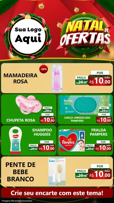 Modelo de TV para TV Vertical com o tema Natal de Ofertas para Bebês