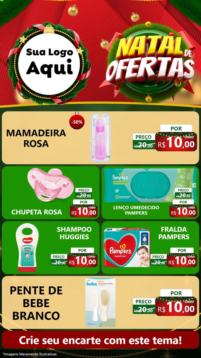 Modelo de TV para TV Vertical com o tema Natal de Ofertas para Bebês