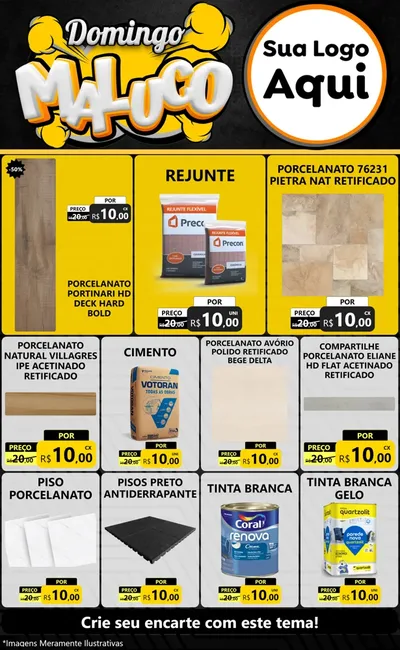 Modelo de Encarte para Encarte Grande com o tema Domingo Maluco para Pisos e revestimentos