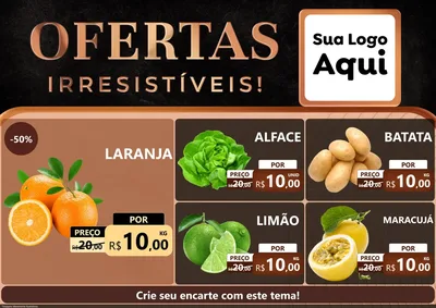 Modelo de Encarte para Encarte A4 Horizontal com o tema Ofertas Irresistíveis! para Hortifrúti
