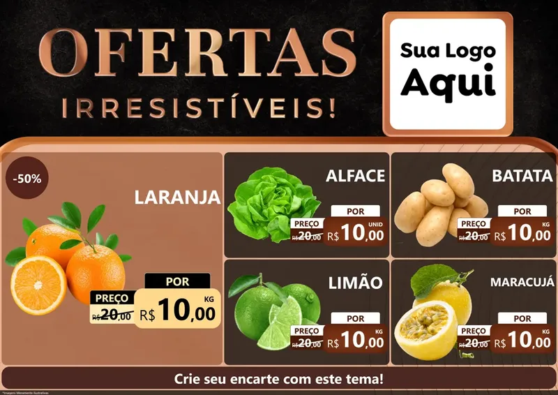 Modelo de Encarte para Encarte A4 Horizontal com o tema Ofertas Irresistíveis! para Hortifrúti