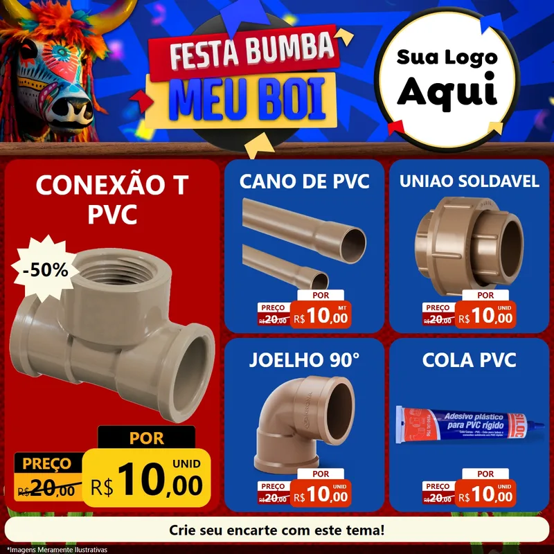 Modelo de Rede Social para Feed Facebook com o tema Festa Bumba meu Boi para Tubos e conexões