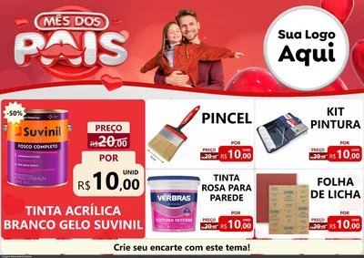 Modelo de Encarte para Encarte A4 Horizontal com o tema Mês dos Pais para Tintas e Ferramentas
