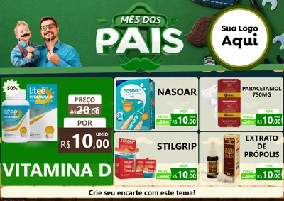 Modelo de Encarte para Encarte A4 Horizontal com o tema Mês dos Pais para Farmácia
