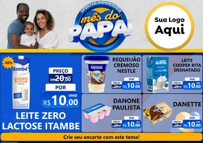 Modelo de Encarte para Encarte A4 Horizontal com o tema Ofertas Imperdíveis Mês Do Papai para Frios e Laticínios