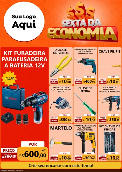 Modelo de Encarte para Encarte A4 Vertical com o tema Sexta da Economia para Maquinas e Ferramentas