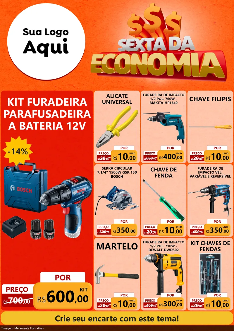 Modelo de Encarte para Encarte A4 Vertical com o tema Sexta da Economia para Maquinas e Ferramentas