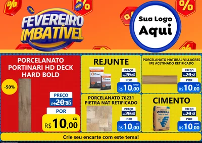 Modelo de Encarte para Encarte A4 Horizontal com o tema Fevereiro Imbatível para Pisos e revestimentos