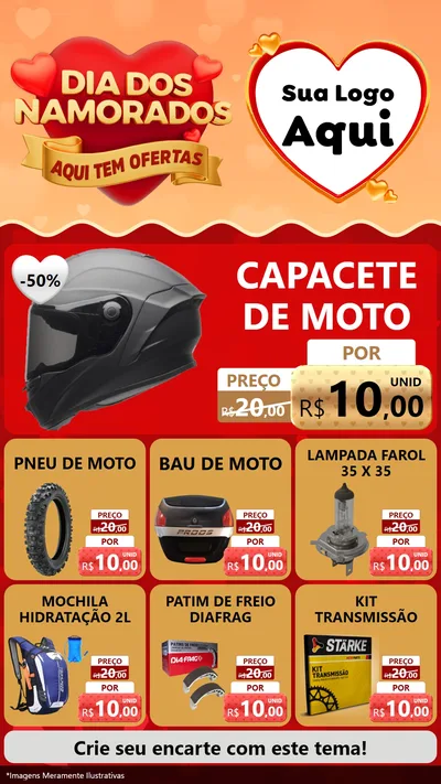 Modelo de Rede Social para Stories com o tema Dia dos Namorados - Aqui Tem Ofertas para Moto peças