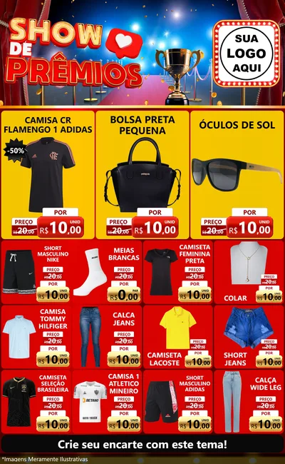 Modelo de Encarte para Encarte Grande com o tema Show de Prêmios para Roupas e acessórios