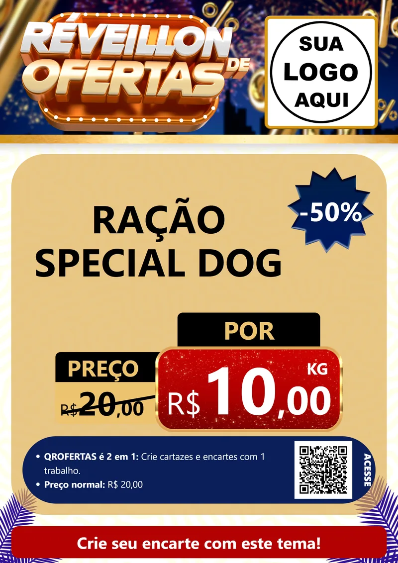 Modelo de Cartaz para Cartaz A4 Vertical com o tema Réveillon de Ofertas para Pet Shop