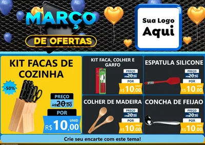 Modelo de Encarte para Encarte A4 Horizontal com o tema Março de Ofertas para Utilidades Domésticas