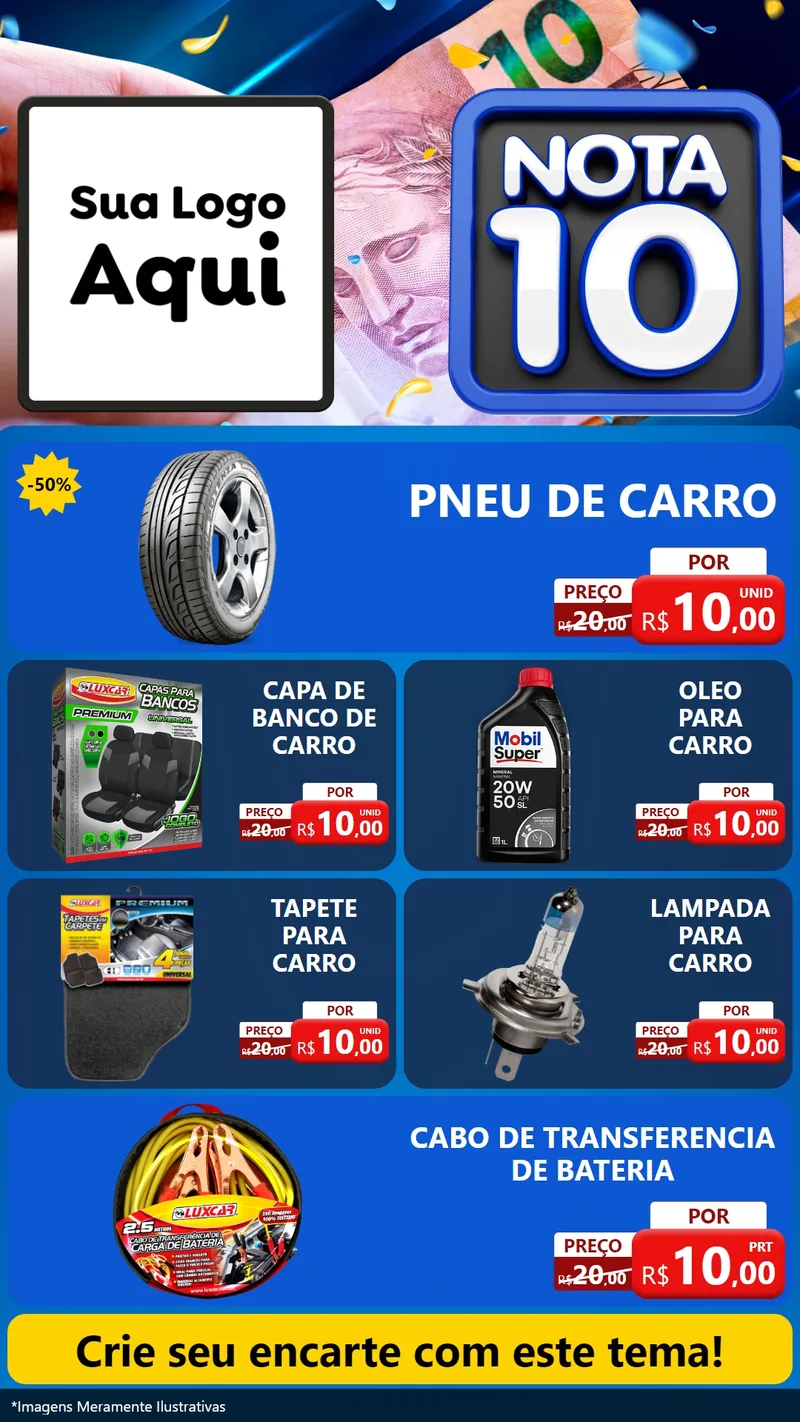 Modelo de TV para TV Vertical com o tema Nota 10 para Auto peças