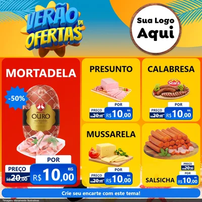 Modelo de Rede Social para Feed Facebook com o tema Verão de Ofertas para Frios e Laticínios