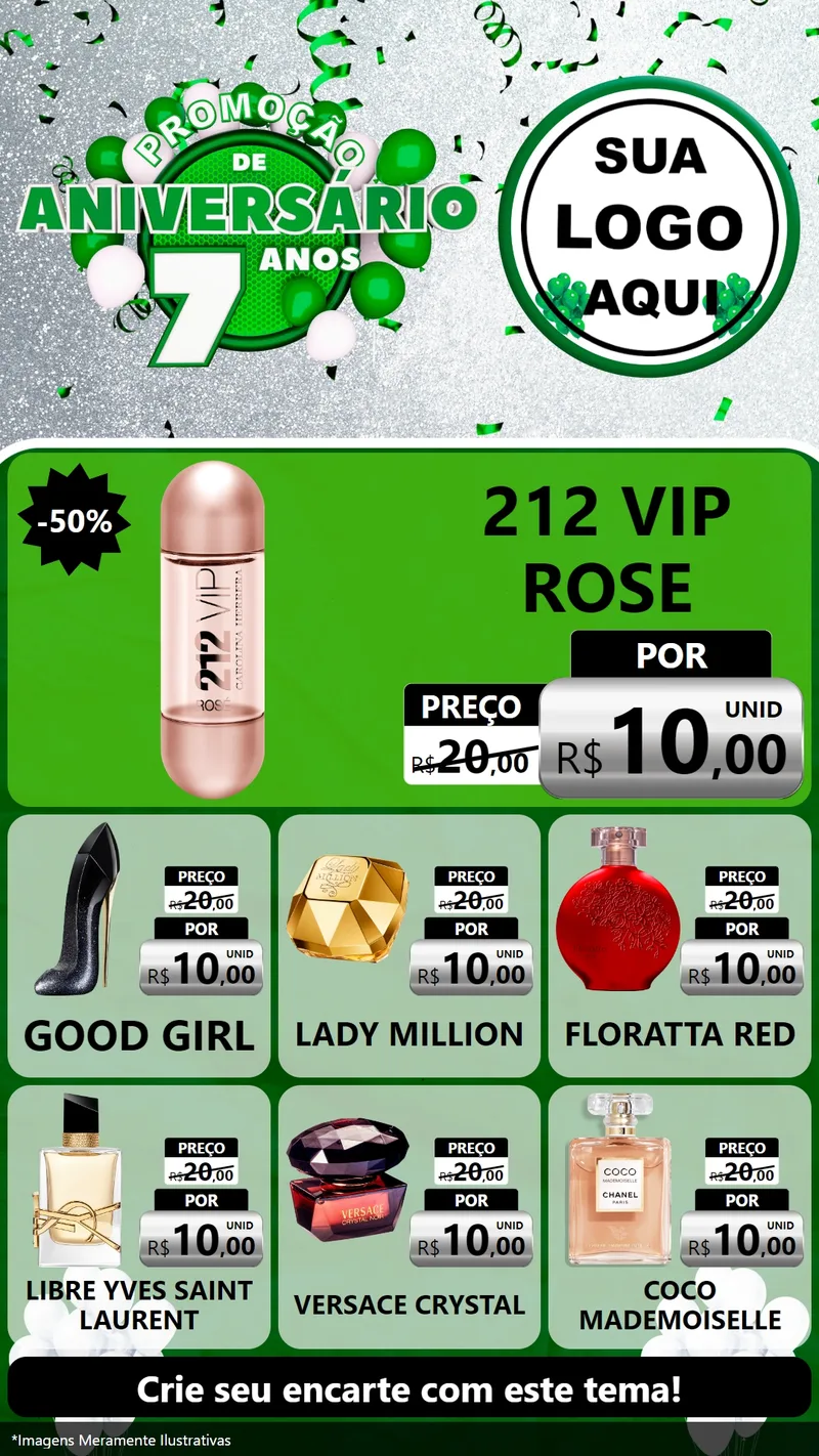 Modelo de Rede Social para Stories com o tema Promoção de Aniversário - 7 Anos para Perfumes