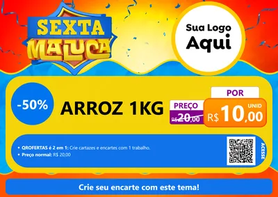 Modelo de Cartaz para Cartaz A4 Horizontal com o tema Sexta Maluca para Supermercado