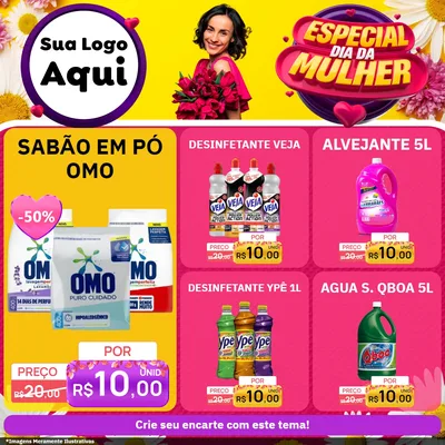 Modelo de Rede Social para Feed Facebook com o tema Especial Dia da Mulher para Produtos de Limpeza