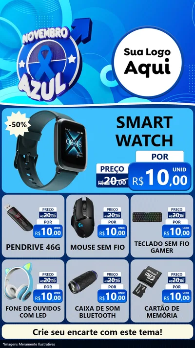 Modelo de Rede Social para Stories com o tema Novembro Azul para Informática