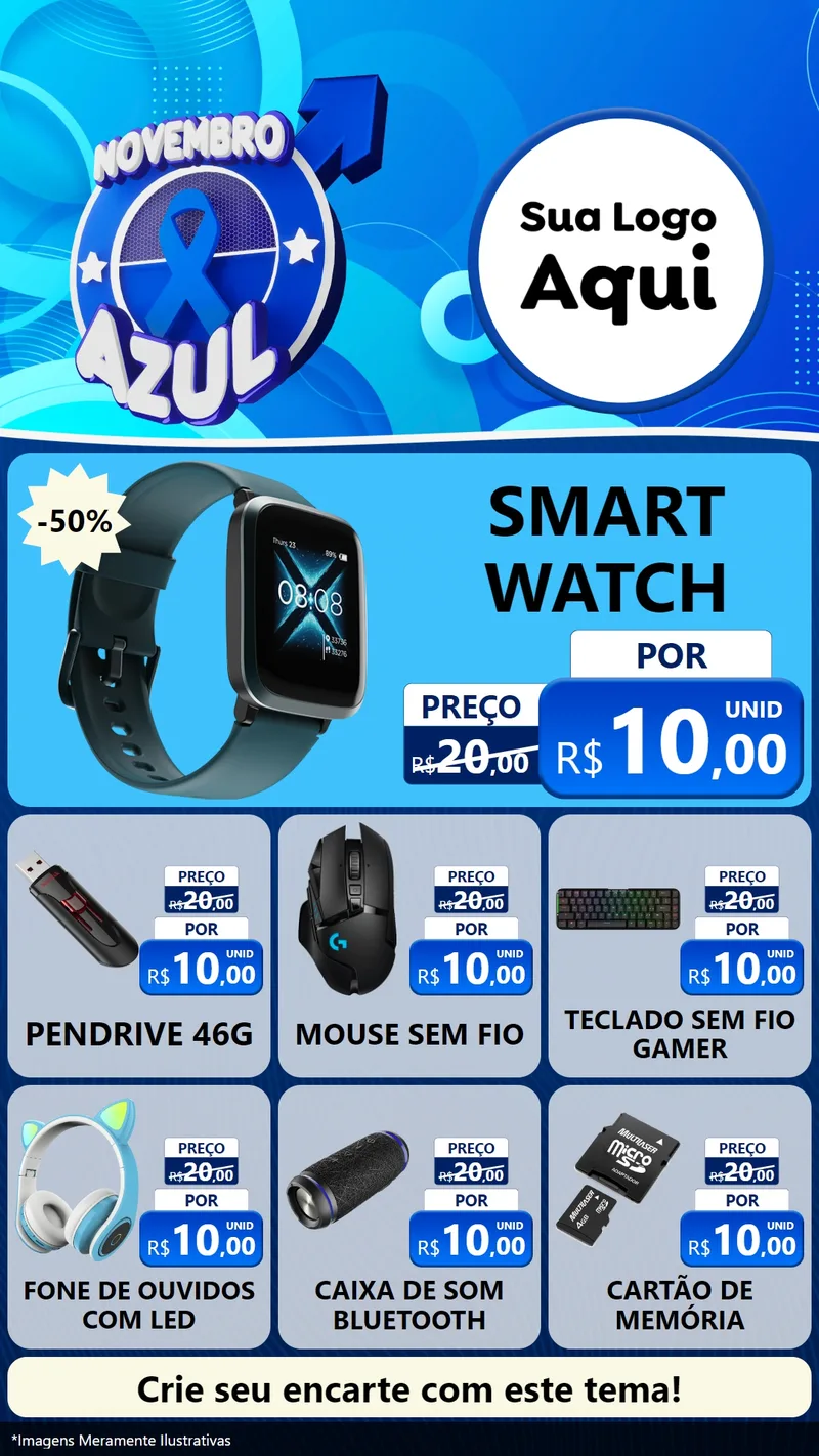 Modelo de Rede Social para Stories com o tema Novembro Azul para Informática