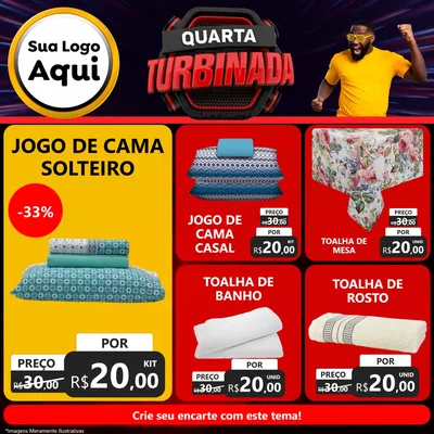 Modelo de Rede Social para Feed Facebook com o tema Quarta Turbinada para Cama, Mesa e Banho