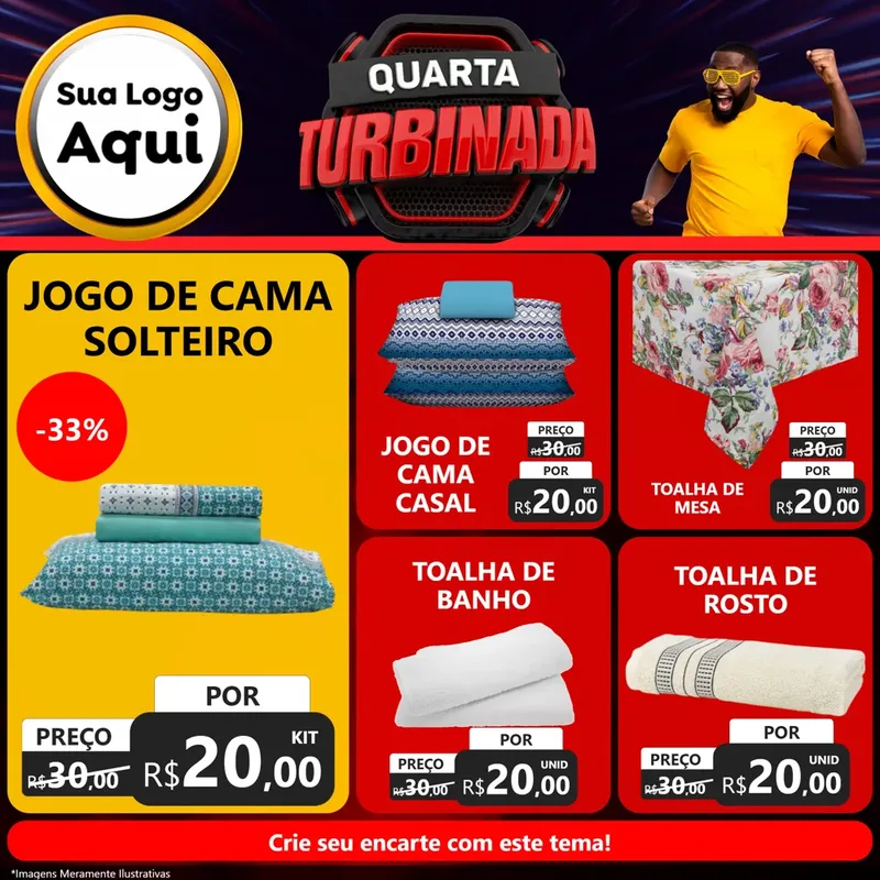 Modelo de Rede Social para Feed Facebook com o tema Quarta Turbinada para Cama, Mesa e Banho