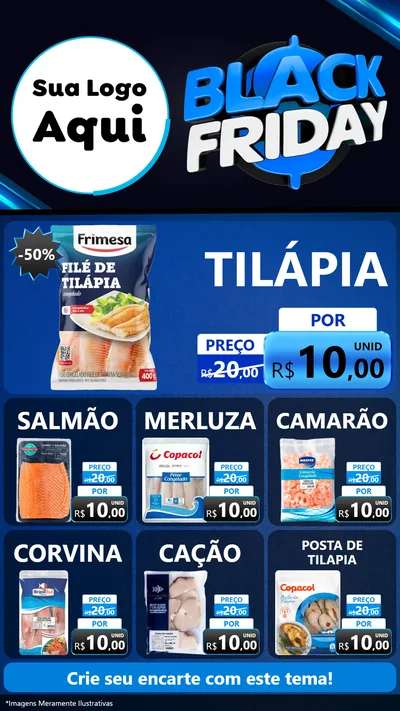 Modelo de Rede Social para Stories com o tema Black Friday para Peixaria