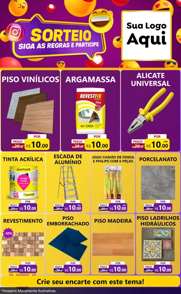 Modelo de Encarte para Encarte Grande com o tema Sorteio para Material para Construção