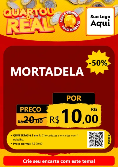 Modelo de Cartaz para Cartaz A4 Vertical com o tema Quartou do Real para Frios e Laticínios
