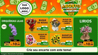 Modelo de TV para TV Horizontal com o tema Comece Agosto Economizando para Floricultura e jardim