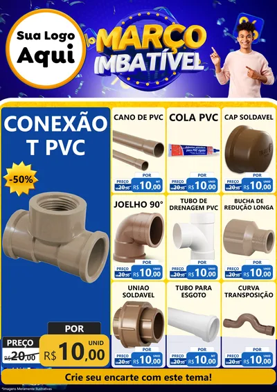 Modelo de Encarte para Encarte A4 Vertical com o tema Março Imbatível para Tubos e conexões